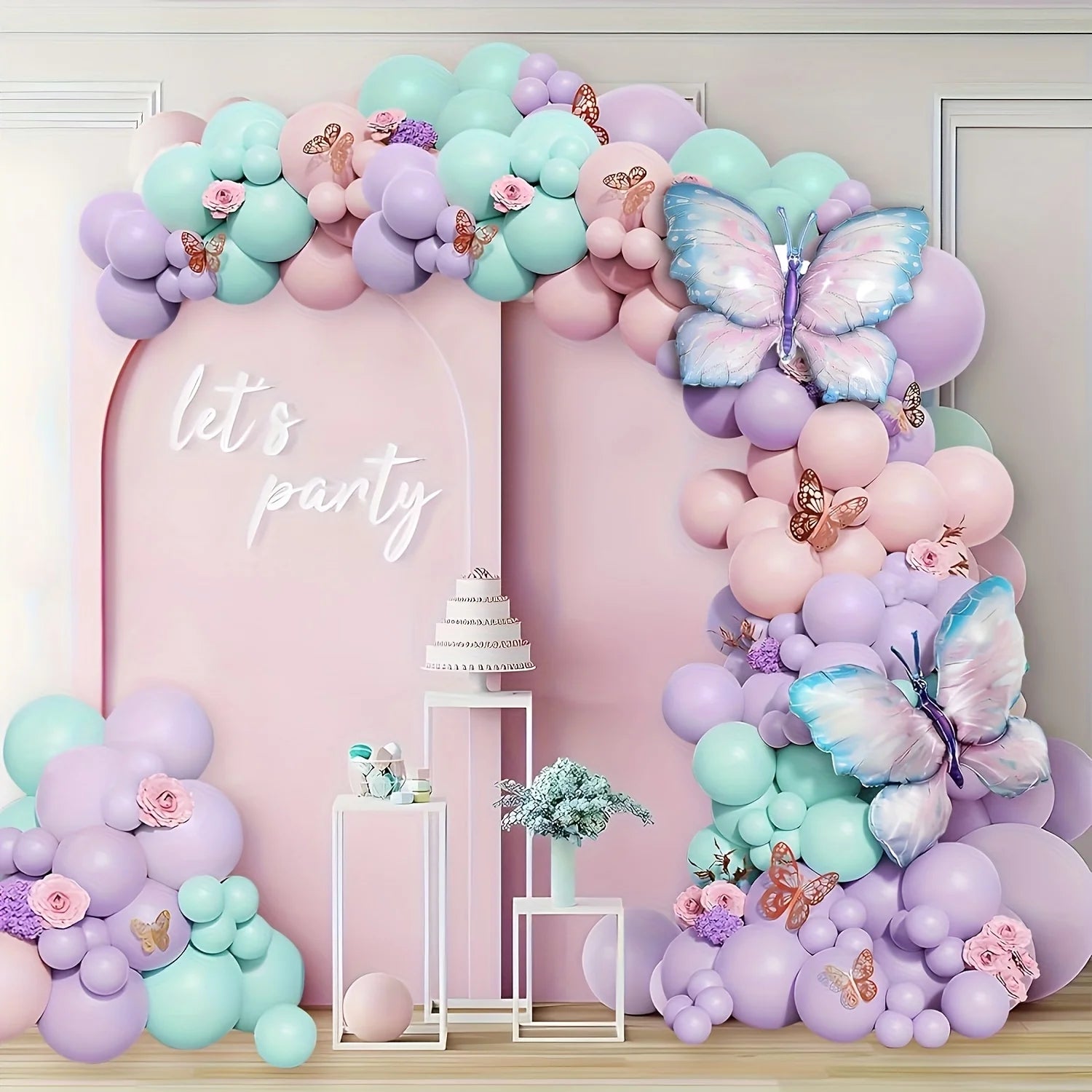 157pcs Butterfly Balloon Garland Arch Kit, Large Butterfly Foil Balloon, Macaron Butterfly Birthday Baby Shower Wedding Party