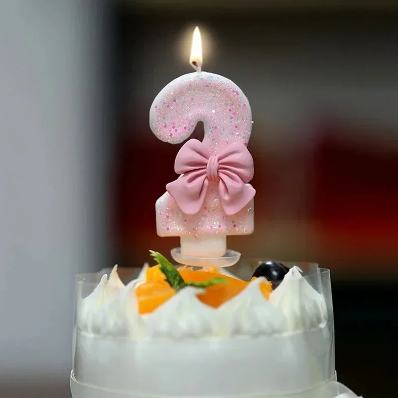 Cute Pink ,blue 3D Number Cake Candles for Birthday Party Decorations