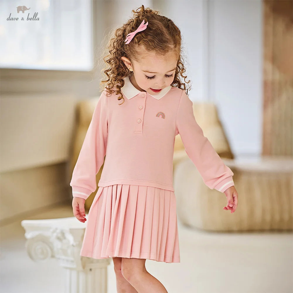 Dave Bella Brand Girl Polo Dress Autumn Long Sleeve Princess