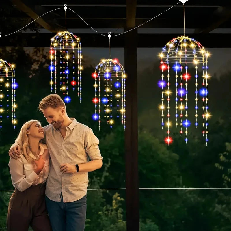 4pcs Solar Hanging Jellyfish Lights 8 Modes Waterproof LED Outdoor