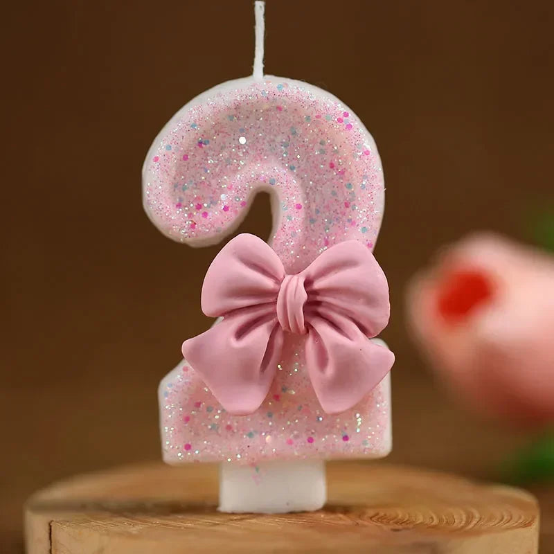 Cute Pink ,blue 3D Number Cake Candles for Birthday Party Decorations