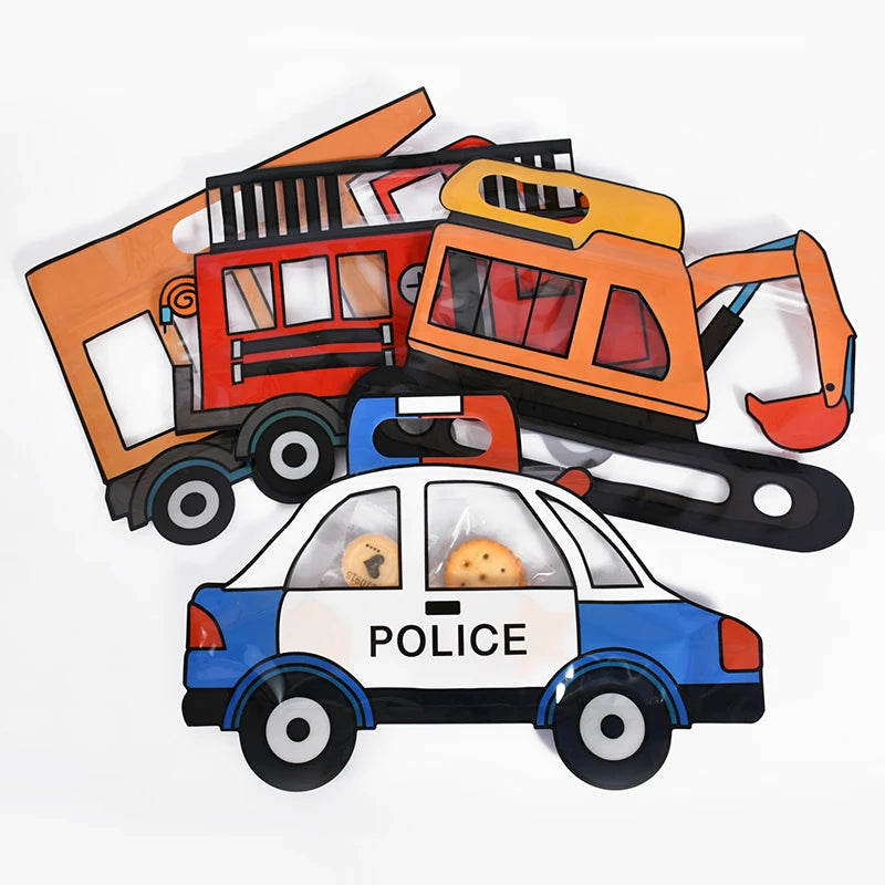 10pcs construction truck candy bags – fun snack bags for kids’ birthday party favors.