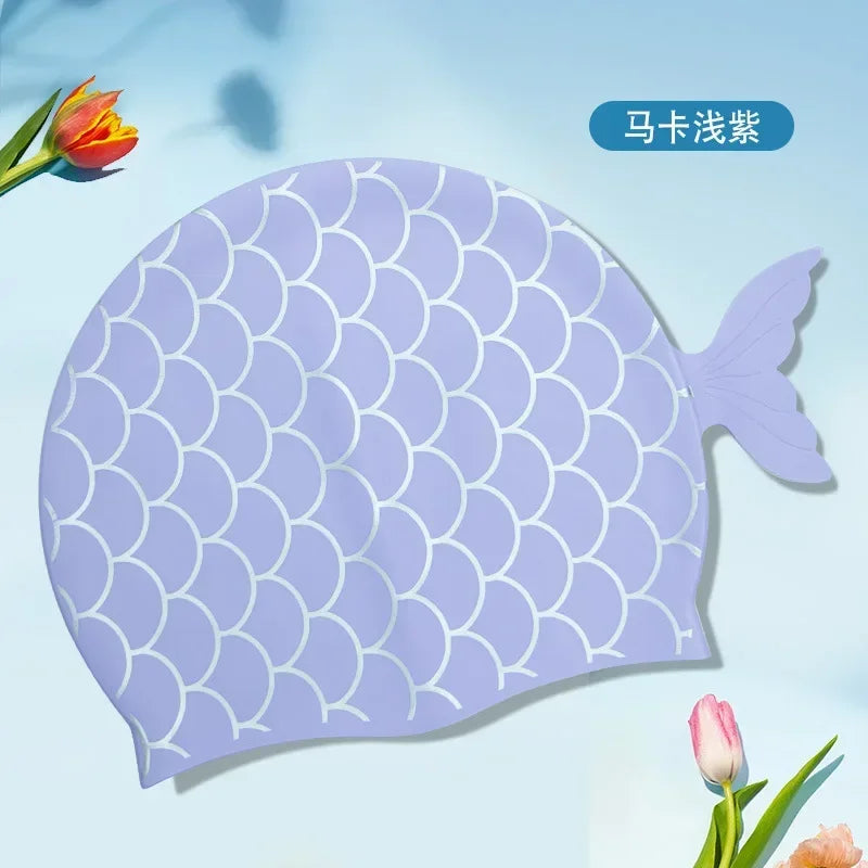 Children's Swimming Caps Silicone Waterproof Cute Fish Scale