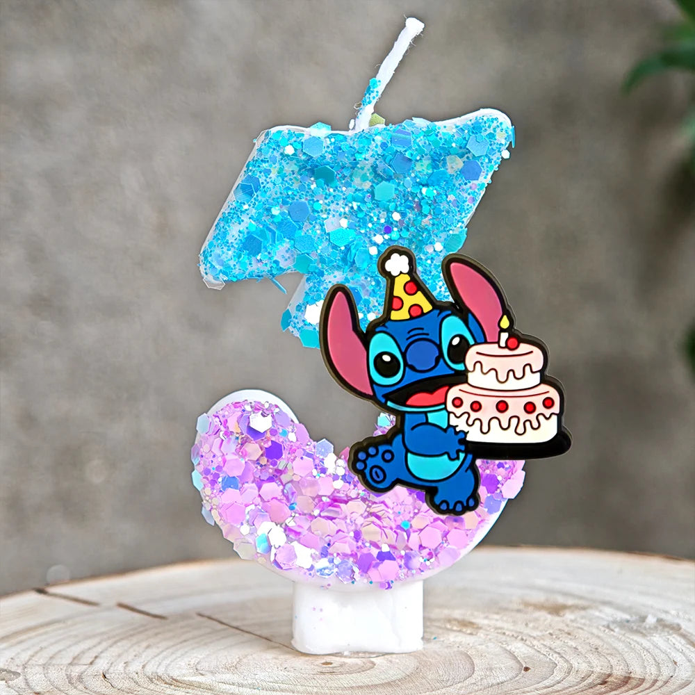 Lilo & Stitch Candle Number 0-9 Anime Digital Stitch Angel Children Themed Party Candles Baby Shower Party Gifts
