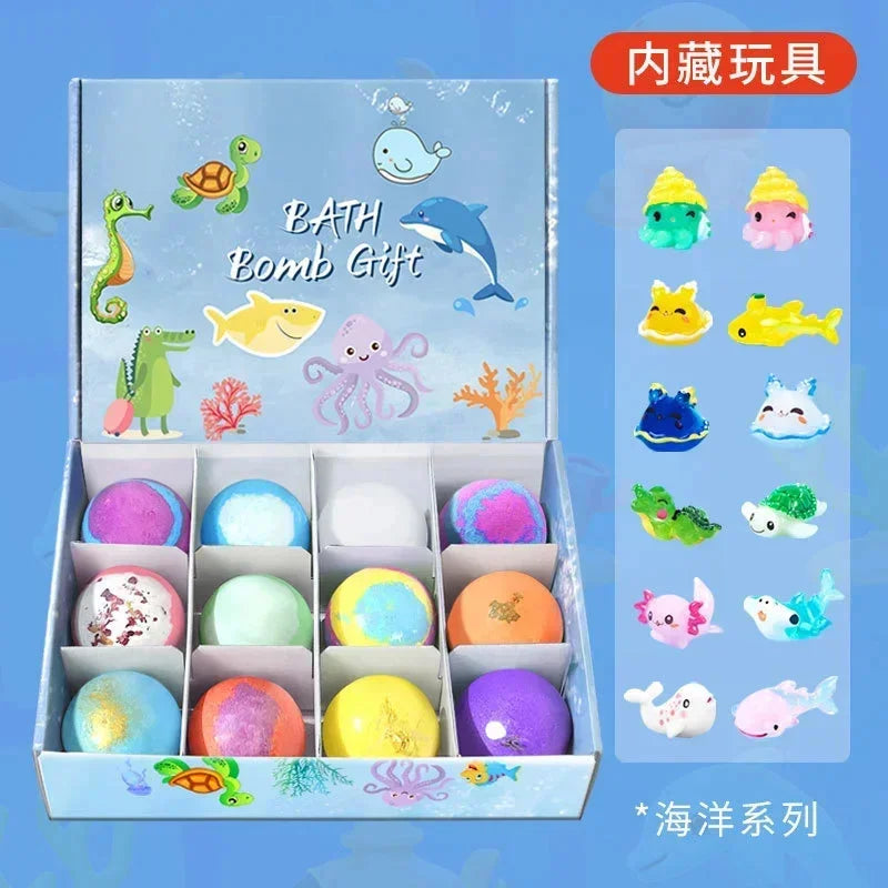 12Pcs Children's Ocean Bath Ball With Hidden Toys