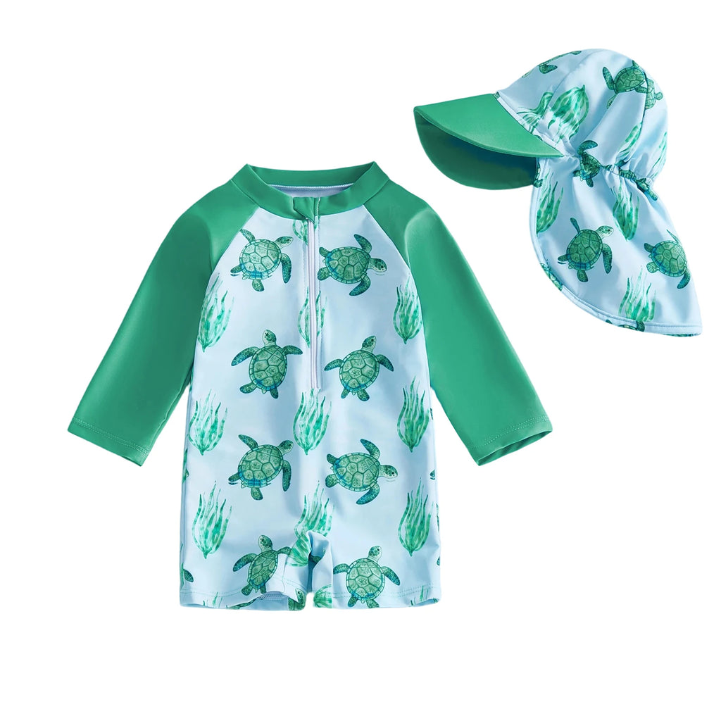 Toddler Boys Swimsuit 2Pcs Set Long Sleeve
