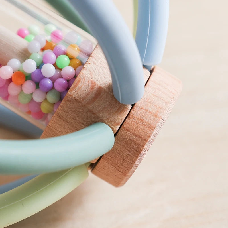 Baby Wooden Rain Drum Rattle – Sensory & Teething Toy