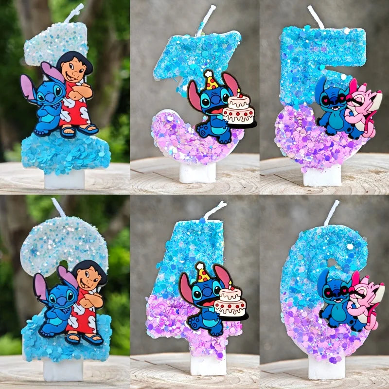 Lilo & Stitch Candle Number 0-9 Anime Digital Stitch Angel Children Themed Party Candles Baby Shower Party Gifts
