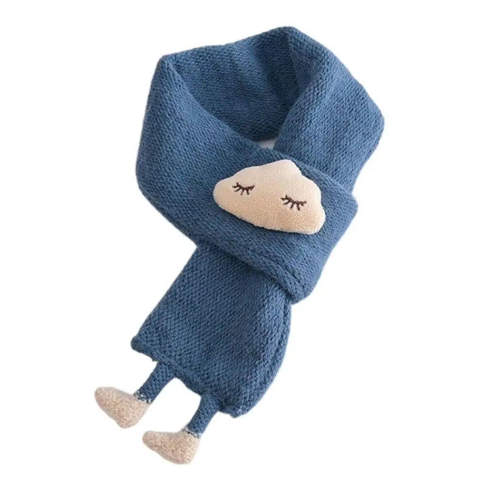 Soft, warm cartoon knit scarf for kids, thick, cozy, and perfect for autumn and winter.