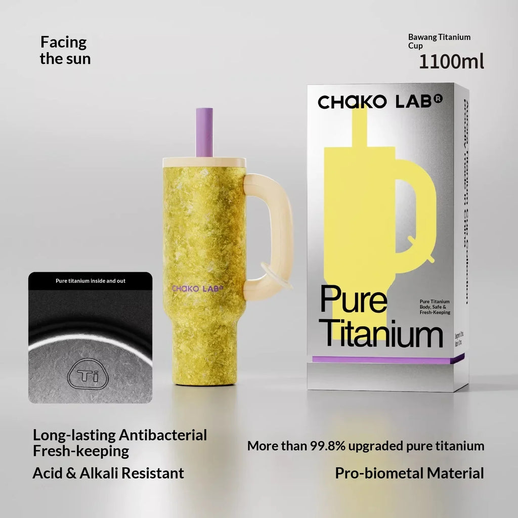 Chakolab 1050ML Large Capacity Straw Thermos Cup 316 Stainless Steel Camping Coffee Cups Portable Outdoor Water Glasses