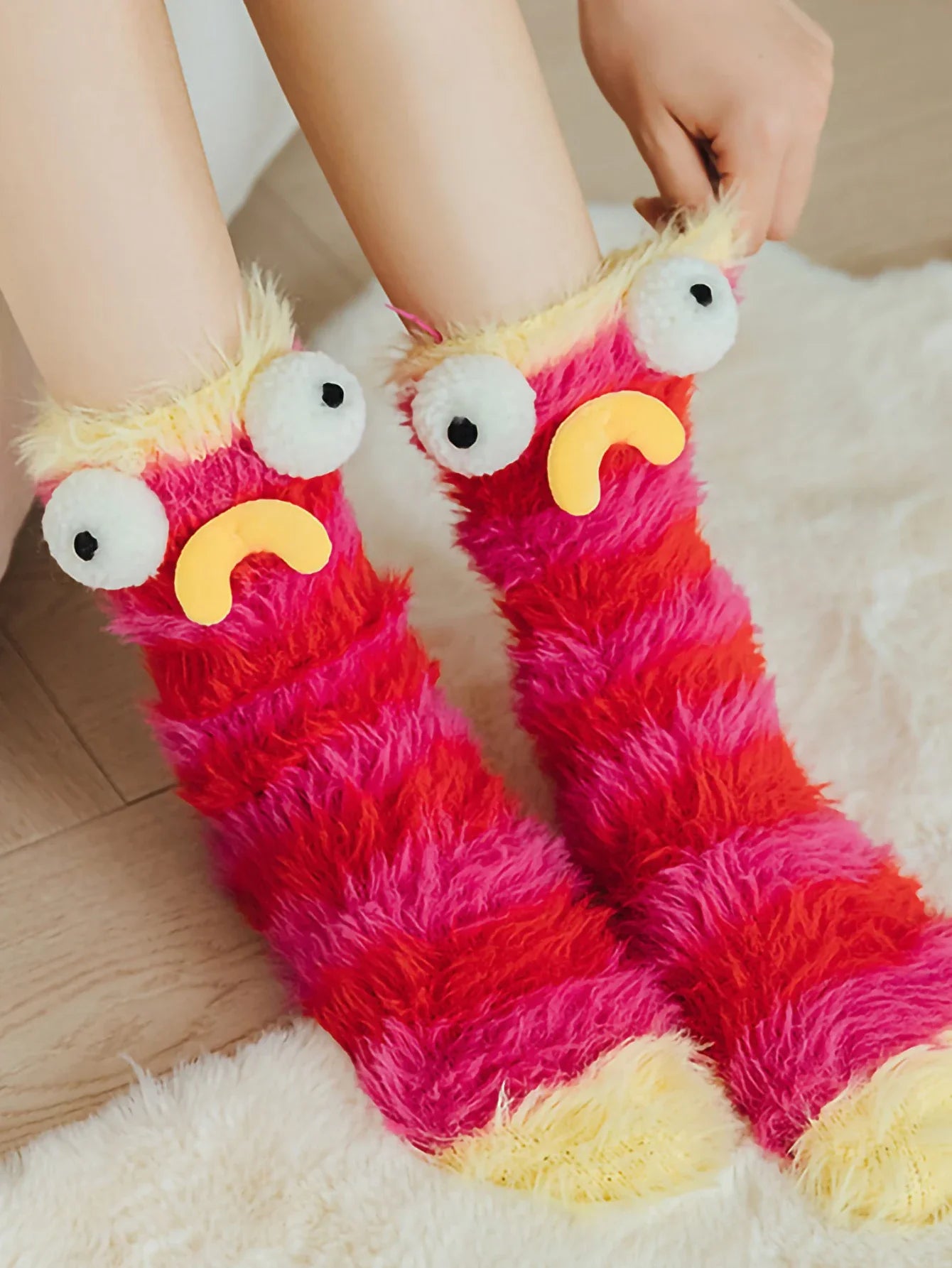 1 Pair of Funny Sleep Socks, Ugly, Cute and Versatile Little Monster Socks