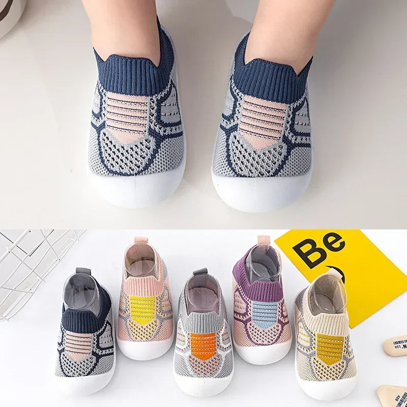 Baby Shoes Anti-slip Breathable Infant Crib Floor Socks with Rubber Sole for Children Bottom Slippers