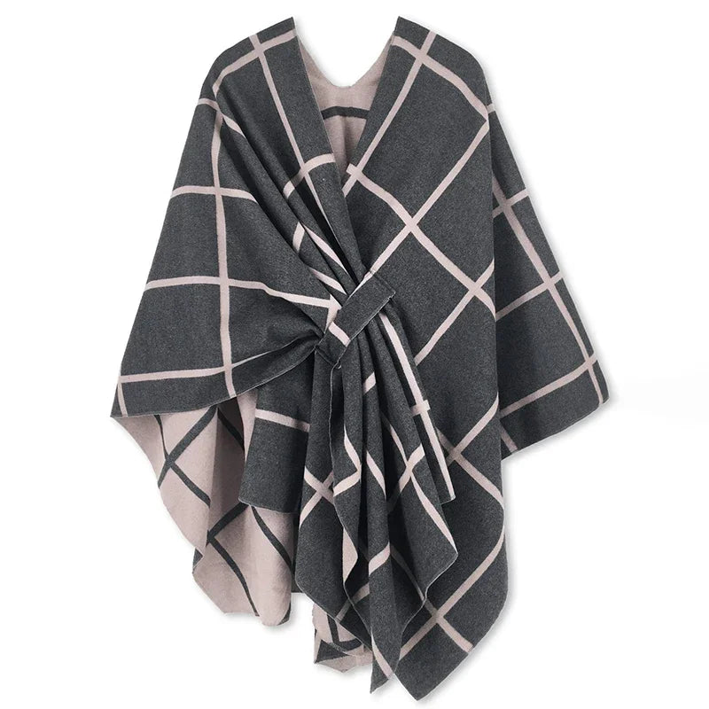 Luxury winter poncho for women, warm, stylish, and perfect for cozy, windproof outing