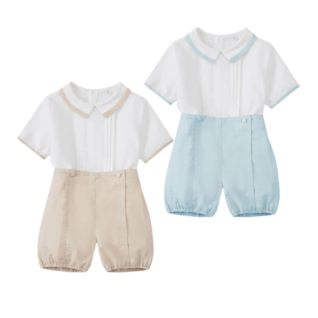 Boys Summer Gentleman 2-Piece Set – Shirt & Shorts