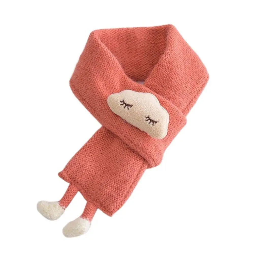 Soft, warm cartoon knit scarf for kids, thick, cozy, and perfect for autumn and winter.