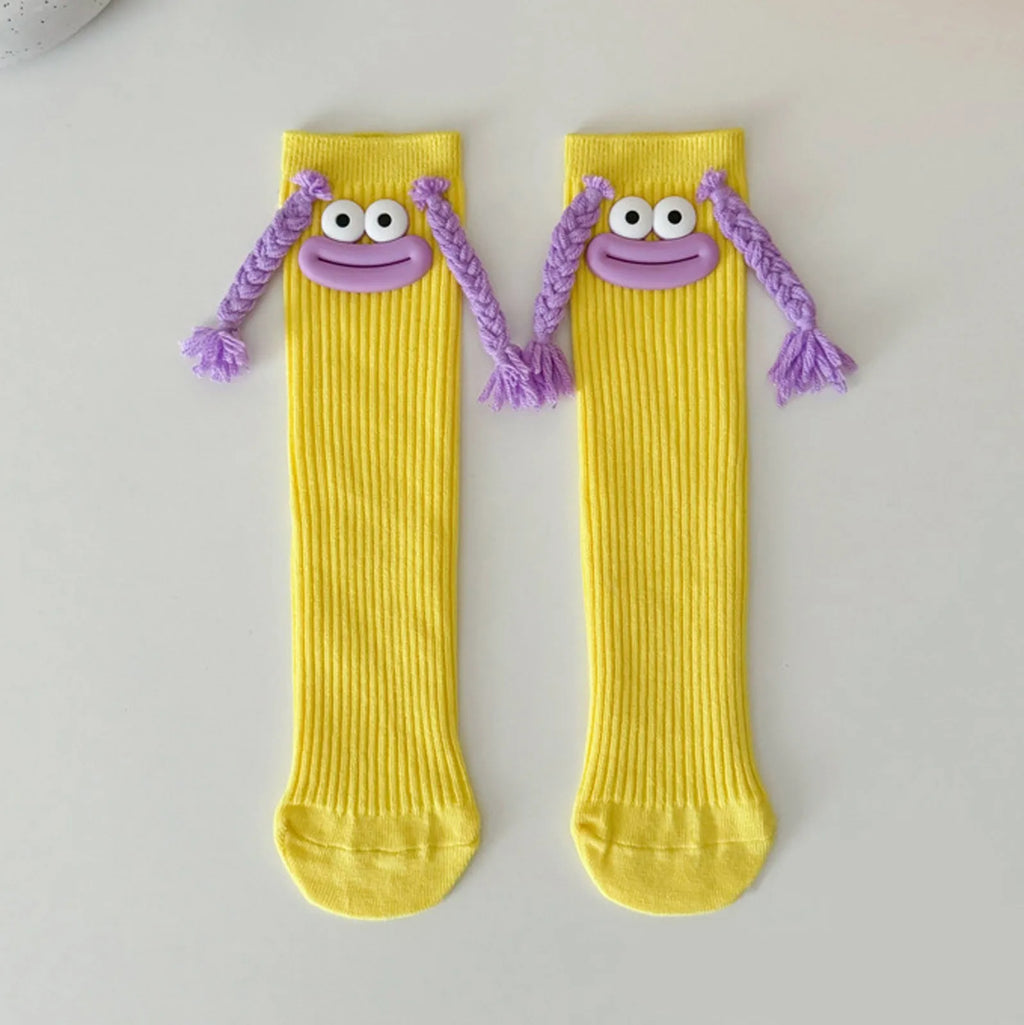 Sweet Girl Mid Length Kawaii Cartoon Colorful Big Mouth Braids Funny Long Socks Princess Baby Kids Cute Over Knee High Stockings