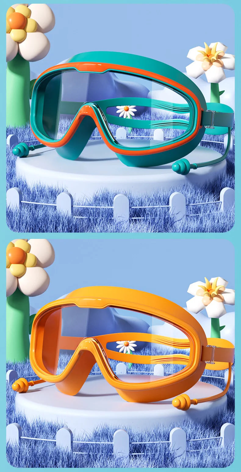Goggles Large Frame Waterproof and Anti Fog Swimming