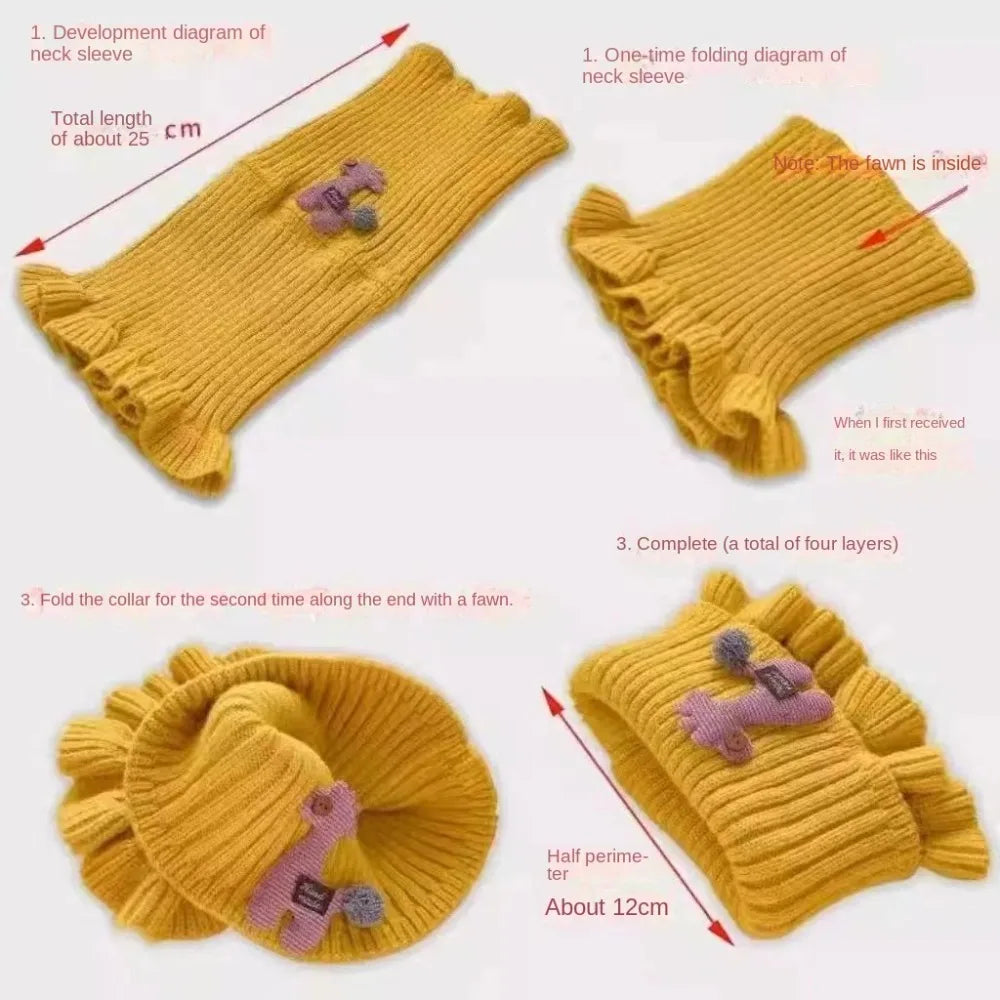 Warm, soft knitted scarf for kids, colorful, cozy, and perfect for winter.