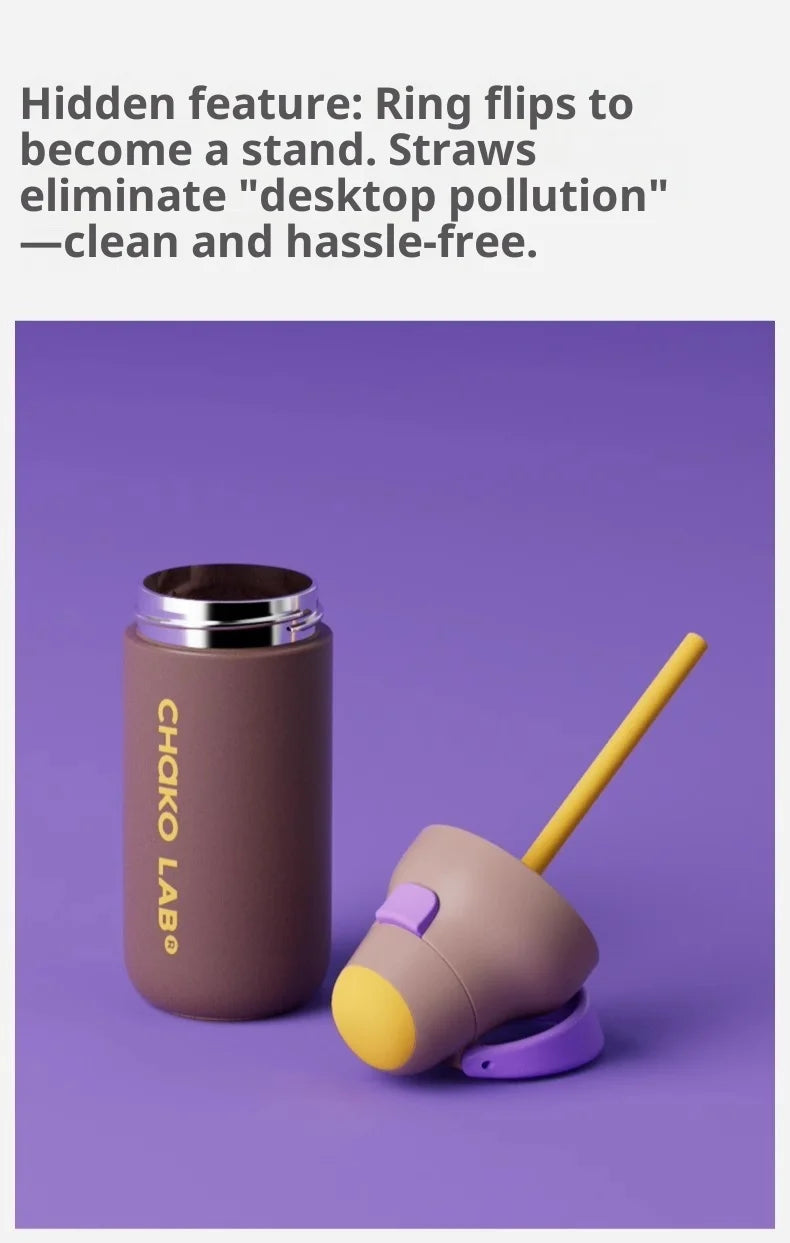 Chakolab 550/700ML Large Capacity Sports Water Cup Portable Insulated Straw Cup Stainless Steel Coffee Water Glass