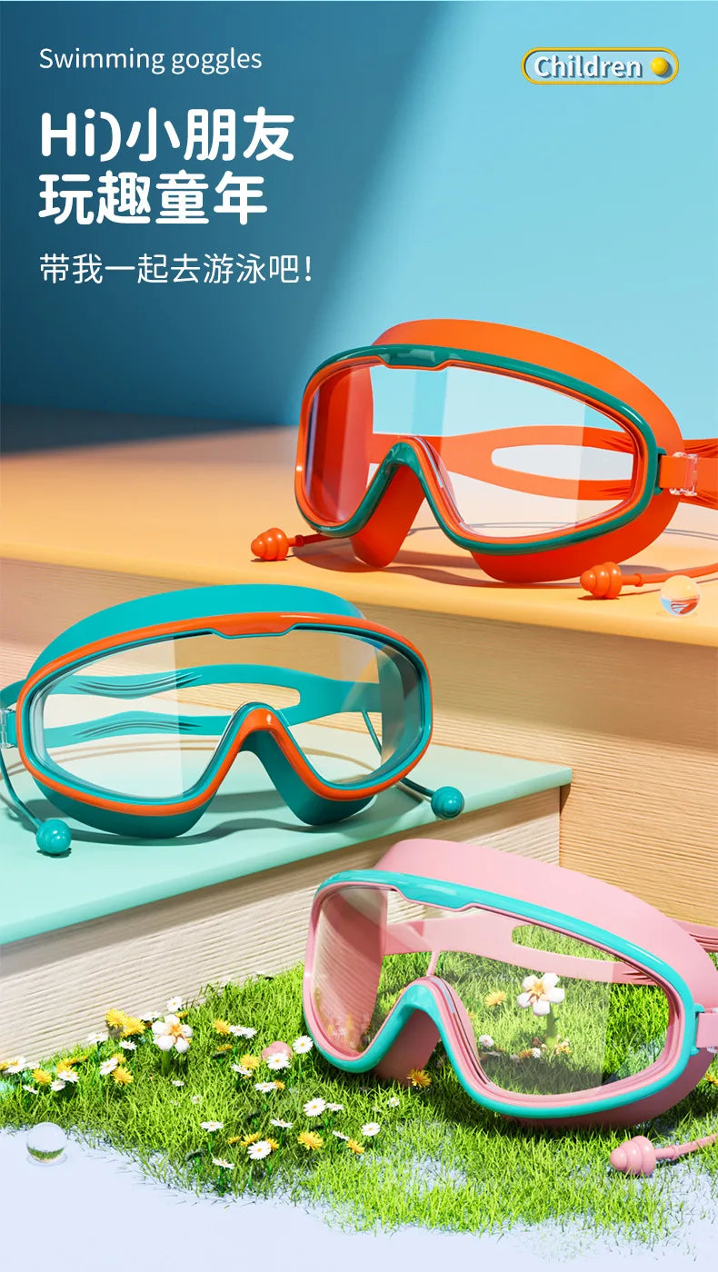Goggles Large Frame Waterproof and Anti Fog Swimming