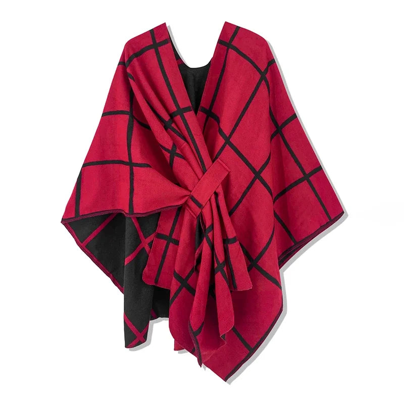 Luxury winter poncho for women, warm, stylish, and perfect for cozy, windproof outing