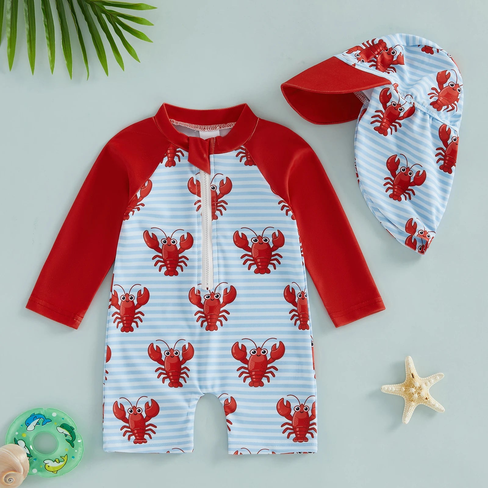 Toddler Boys Swimsuit 2Pcs Set Long Sleeve