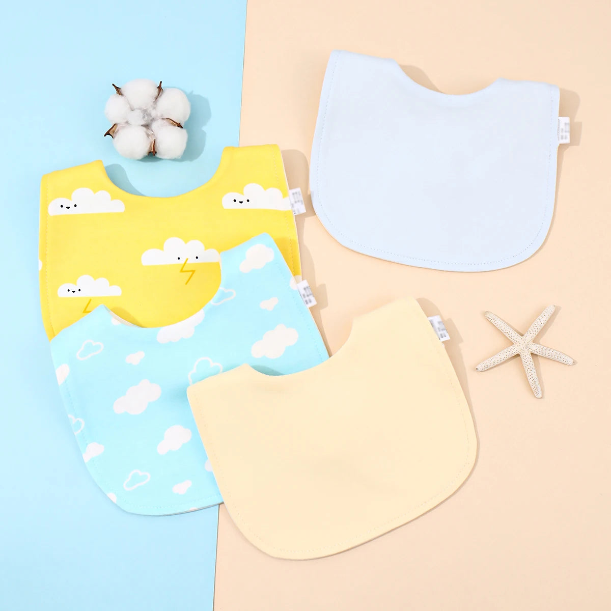 4pcs Cotton Baby Bibs for Boys & Girls