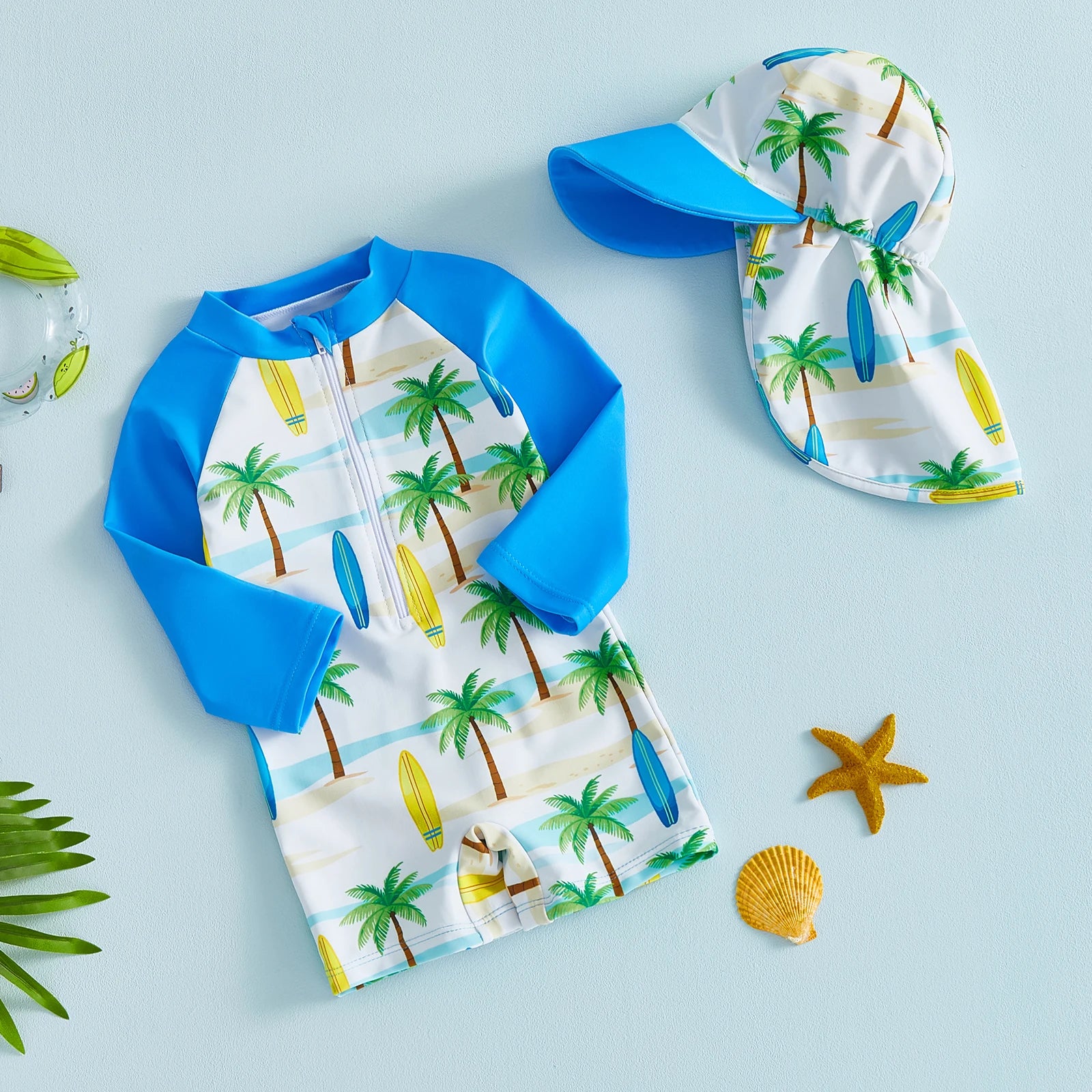 Toddler Boys Swimsuit 2Pcs Set Long Sleeve