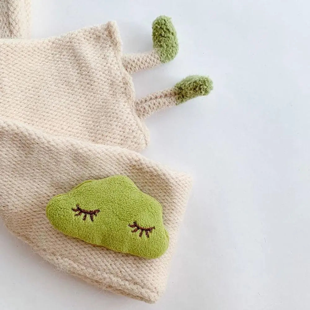 Soft, warm cartoon knit scarf for kids, thick, cozy, and perfect for autumn and winter.