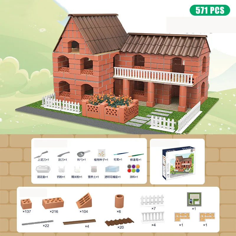 Brick Dollhouse Casa Miniature With LED Kit Mini Villa Building Model Doll Houses Assemble Toy for Children Gifts