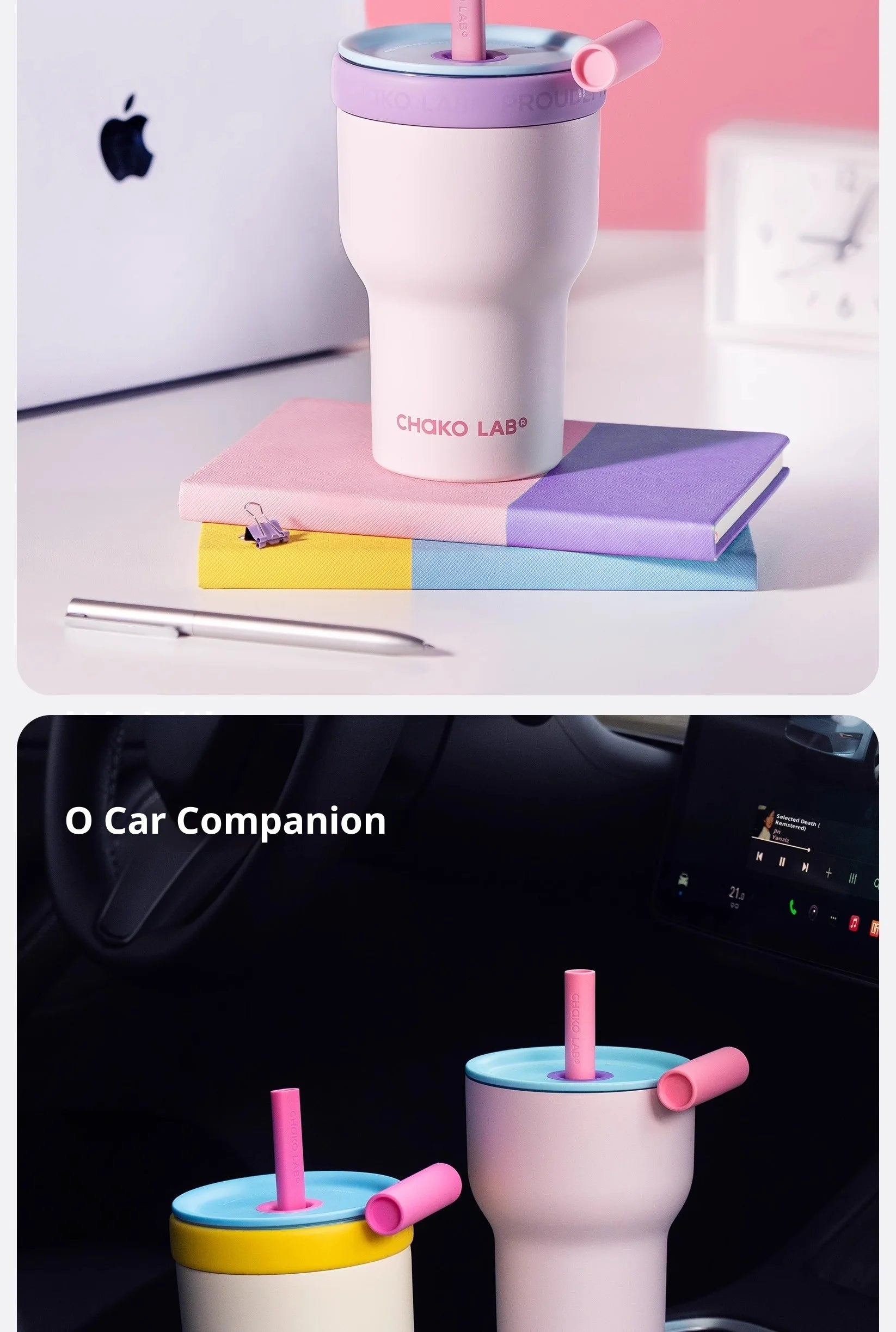 Chakolab Large Capacity Dual Enjoyment Cup High Aesthetic Coffee Cup Portable Detachable Winter Insulated Cup Water glass