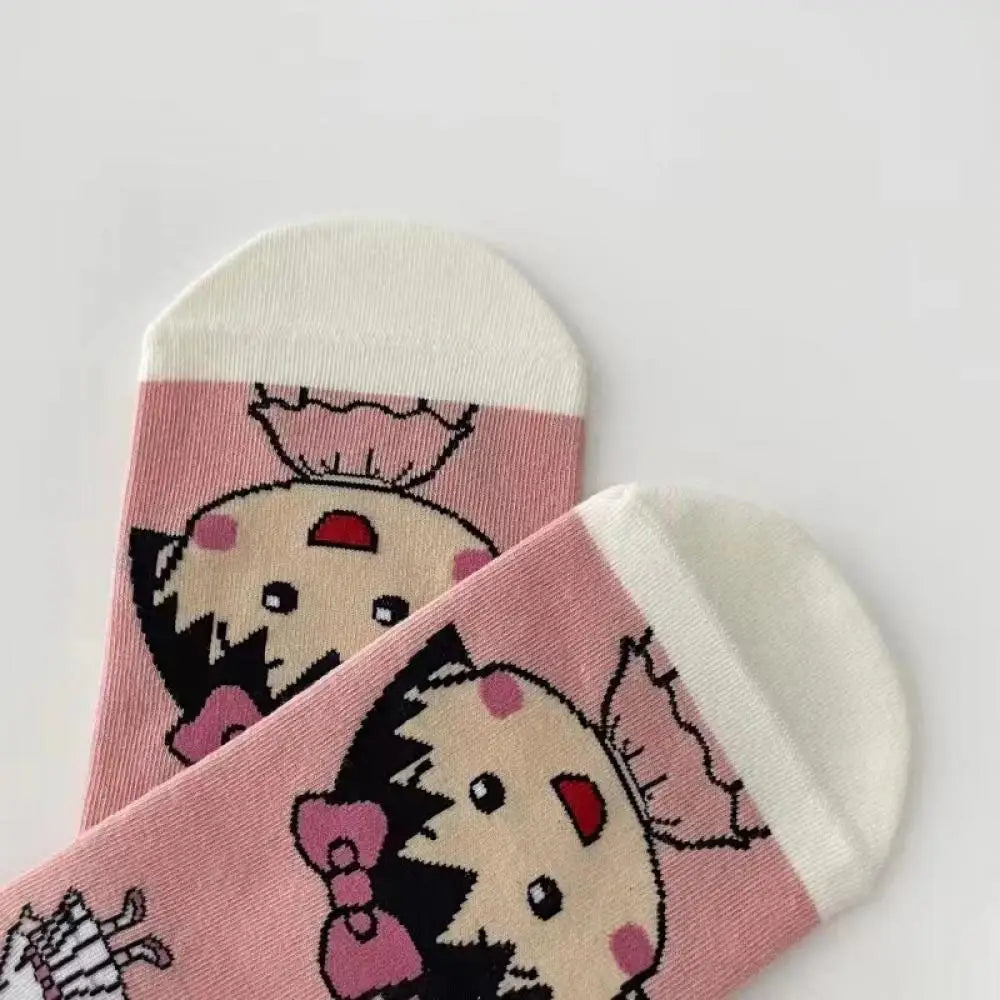 5pairs Japanese Anime Chibi Maruko ,cotton Short sock Sweat absorption keep warm adult Children Sock