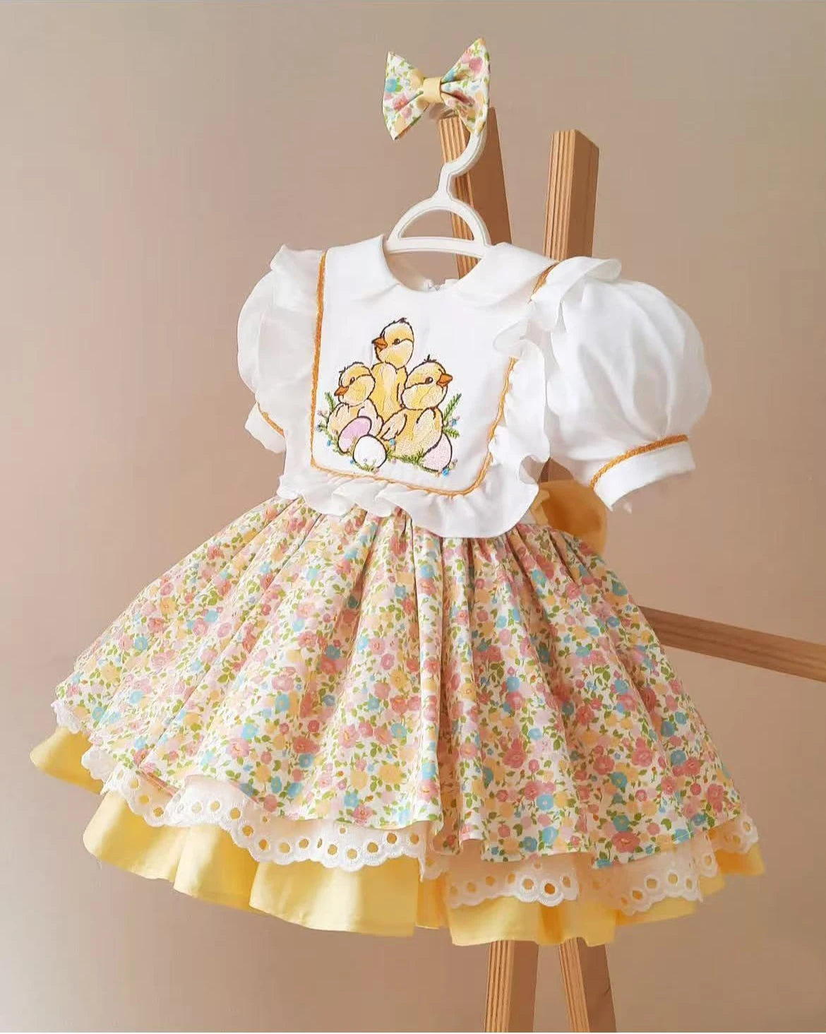 Yellow Floral Princess Dress for Girls – Eid & Birthday