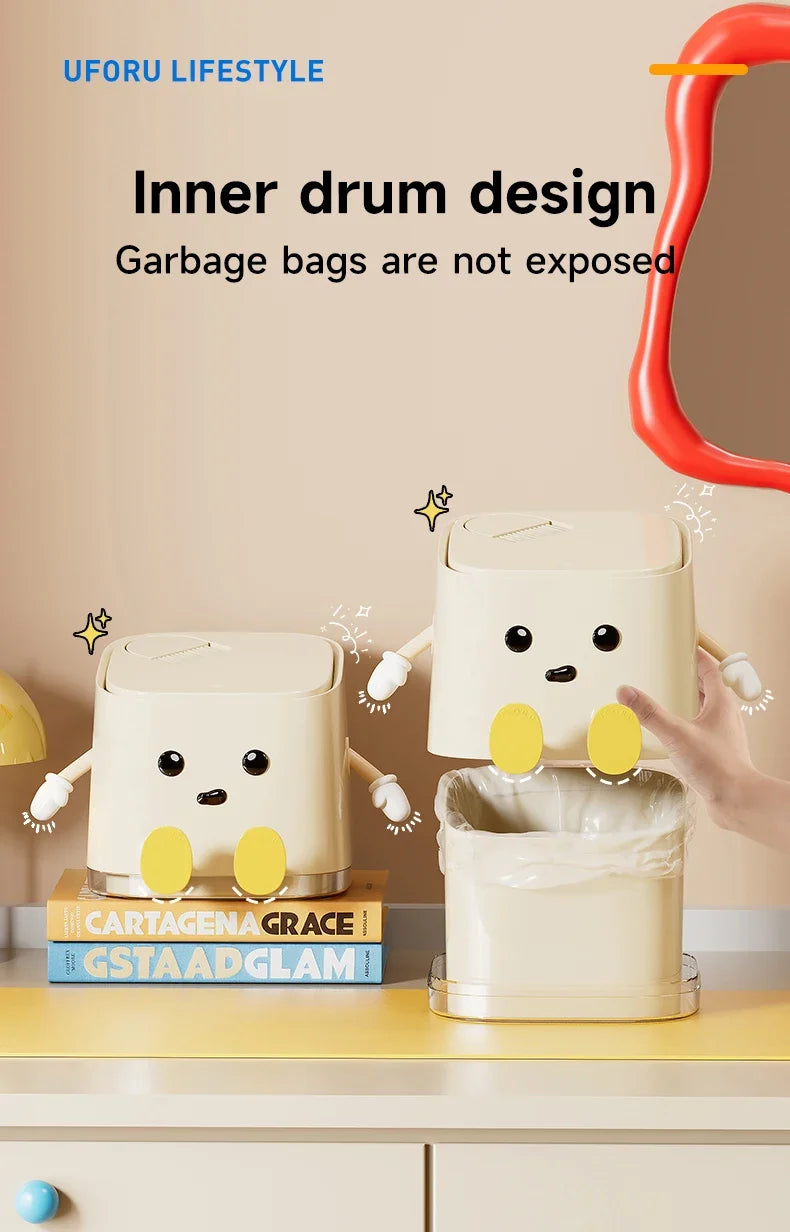 Modern Desktop Garbage Bin – Easy Press Lid Design