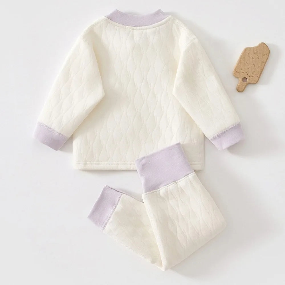 Baby Warm Cotton Top & High-Waist Pants Set