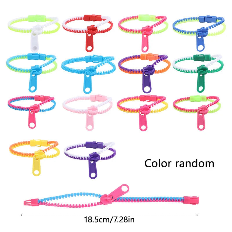 12/24pcs zipper bracelets – fun anti-stress fidget toys for kids party favors