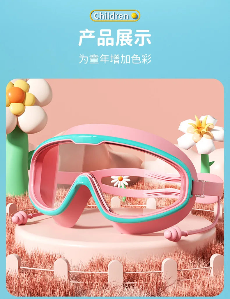 Goggles Large Frame Waterproof and Anti Fog Swimming