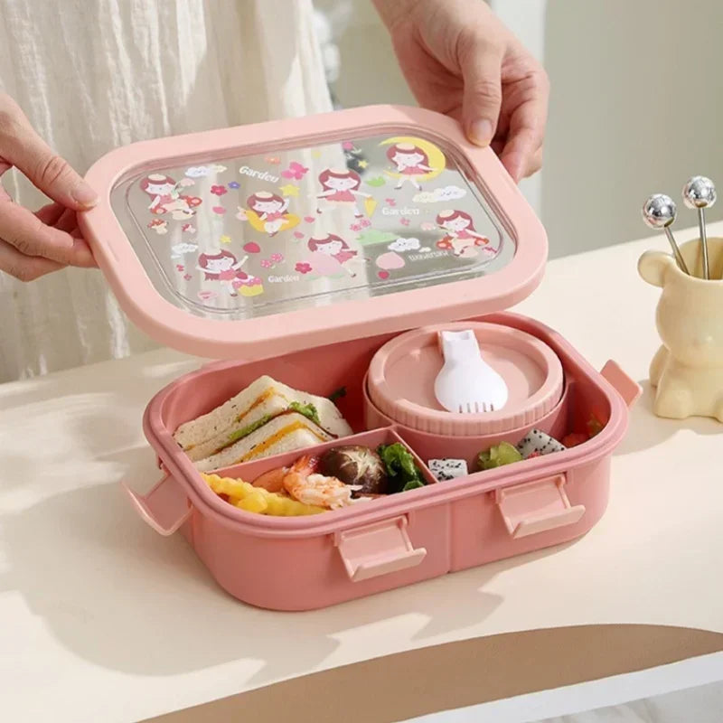Cute Portable Compartment Kids Lunch Box