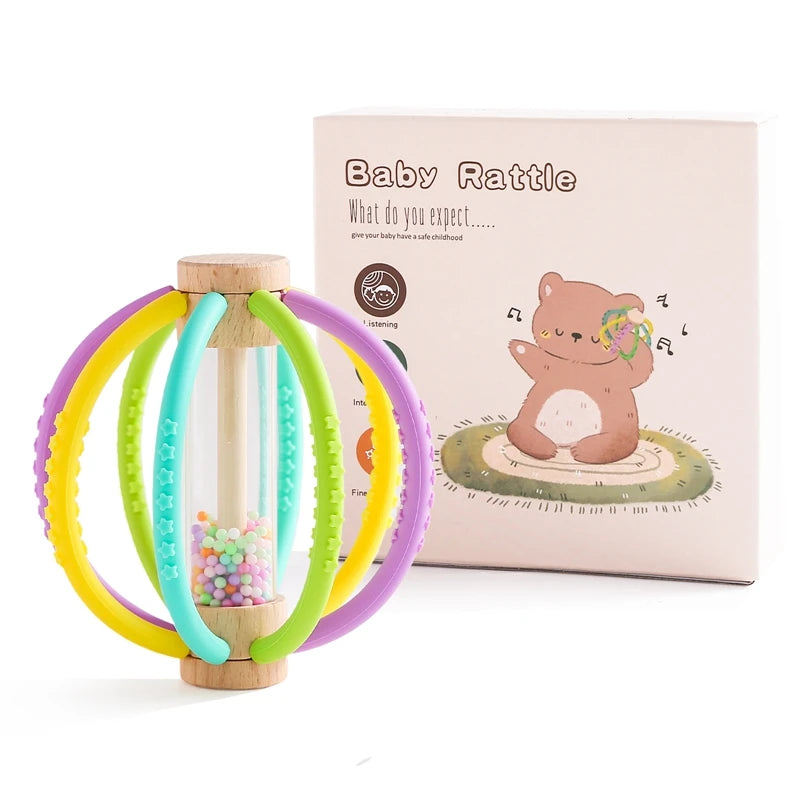 Baby Wooden Rain Drum Rattle – Sensory & Teething Toy
