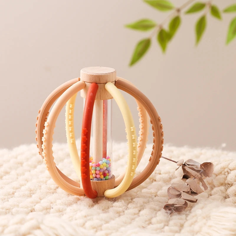 Baby Wooden Rain Drum Rattle – Sensory & Teething Toy
