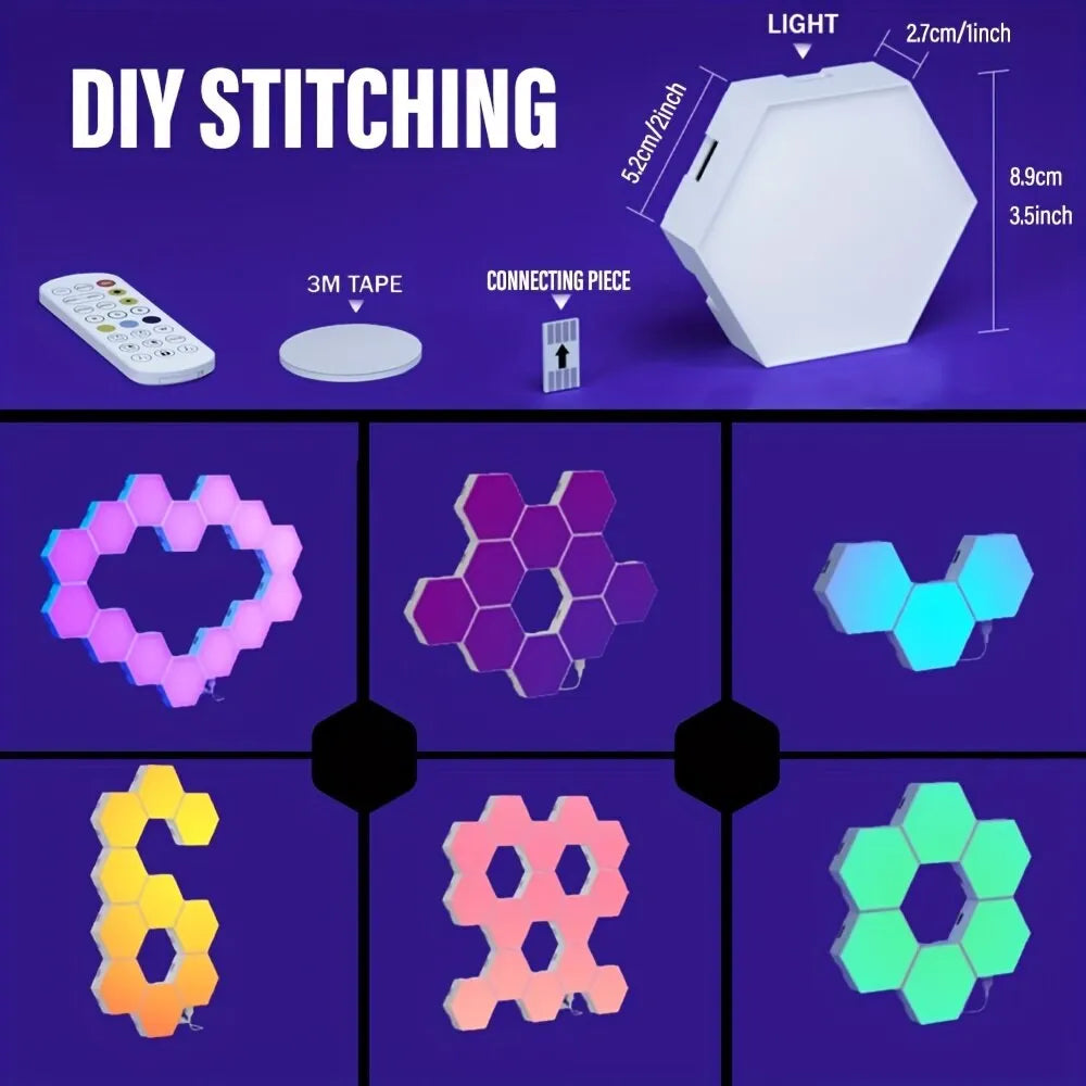 RGB Intelligent Hexagonal Wall Lamp Color changing