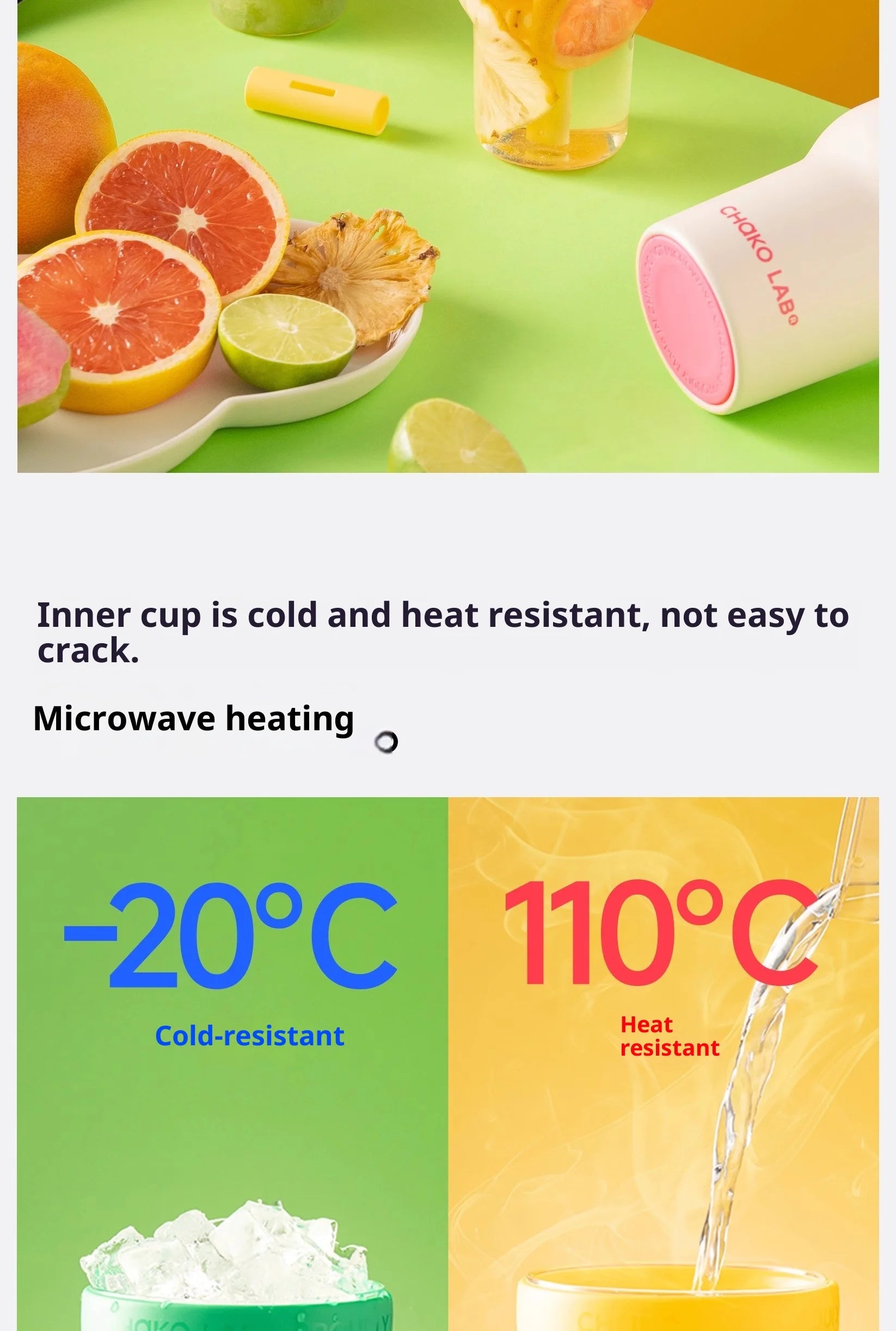 Chakolab Large Capacity Dual Enjoyment Cup High Aesthetic Coffee Cup Portable Detachable Winter Insulated Cup Water glass