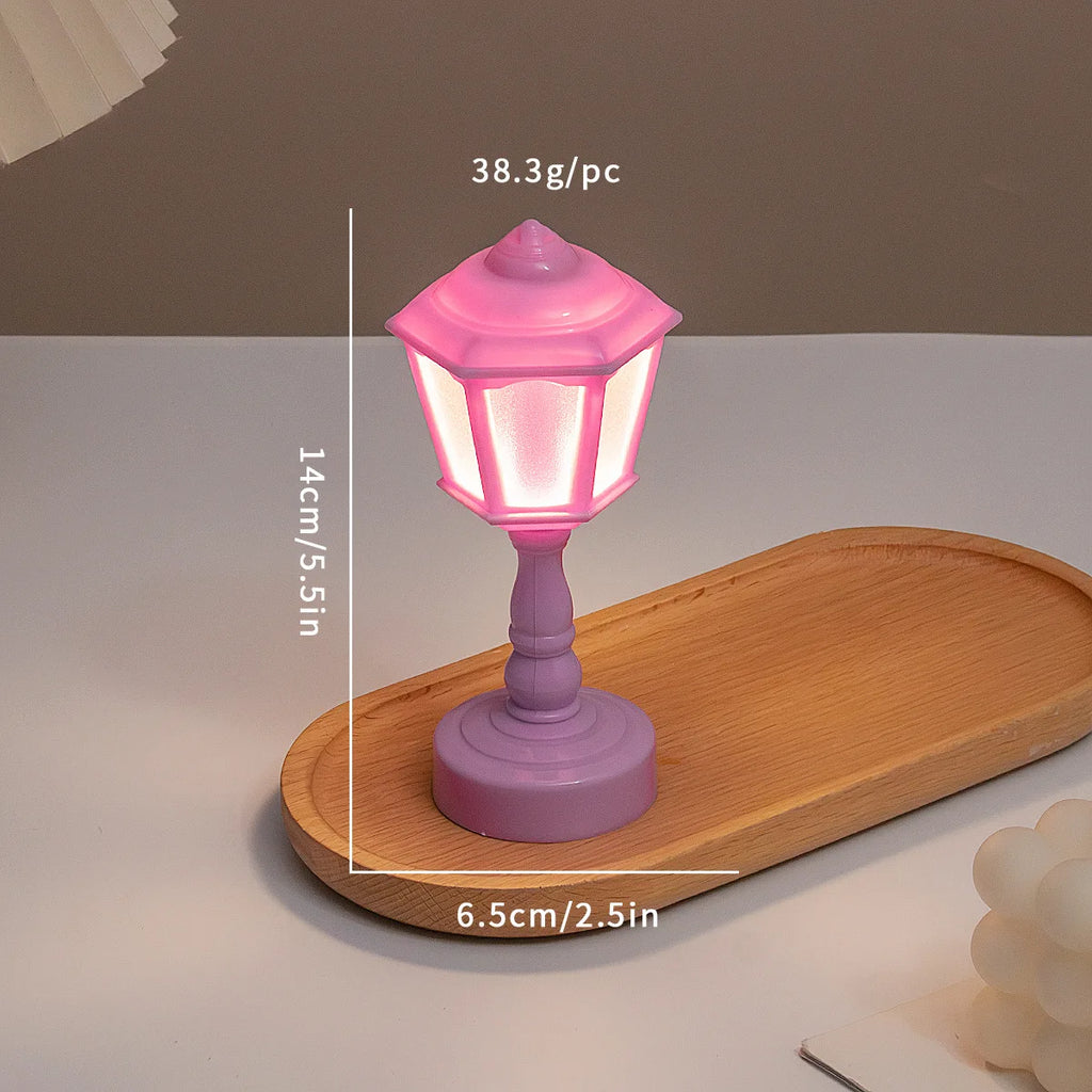 Miniature Flower Bud Table Lamp Night Light Furniture Home Model Decor Toy Doll, House Accessories Table