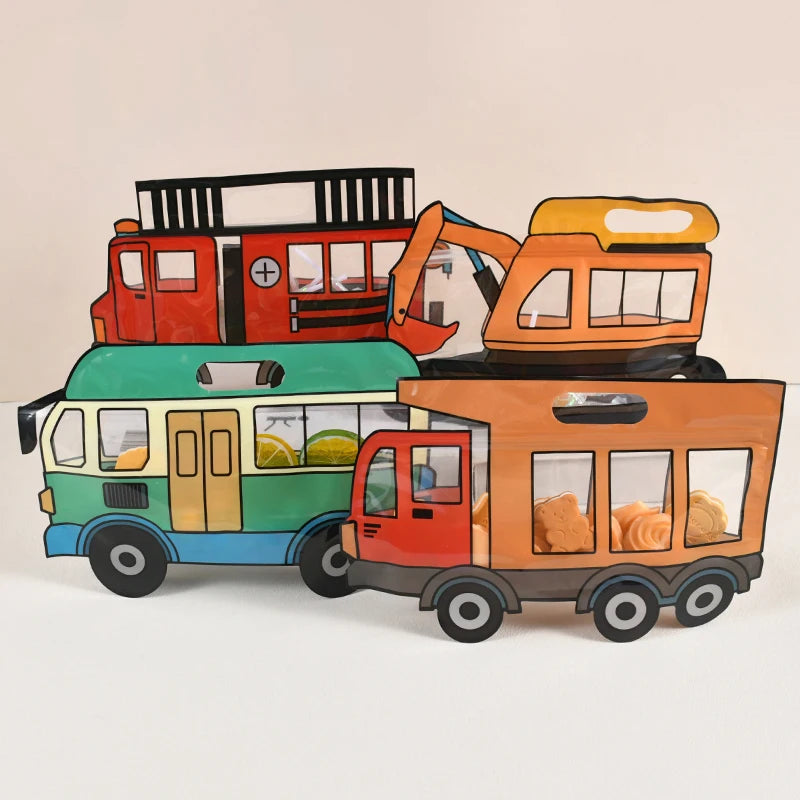 10pcs construction truck candy bags – fun snack bags for kids’ birthday party favors.