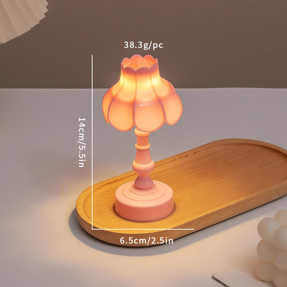 Miniature Flower Bud Table Lamp Night Light Furniture Home Model Decor Toy Doll, House Accessories Table