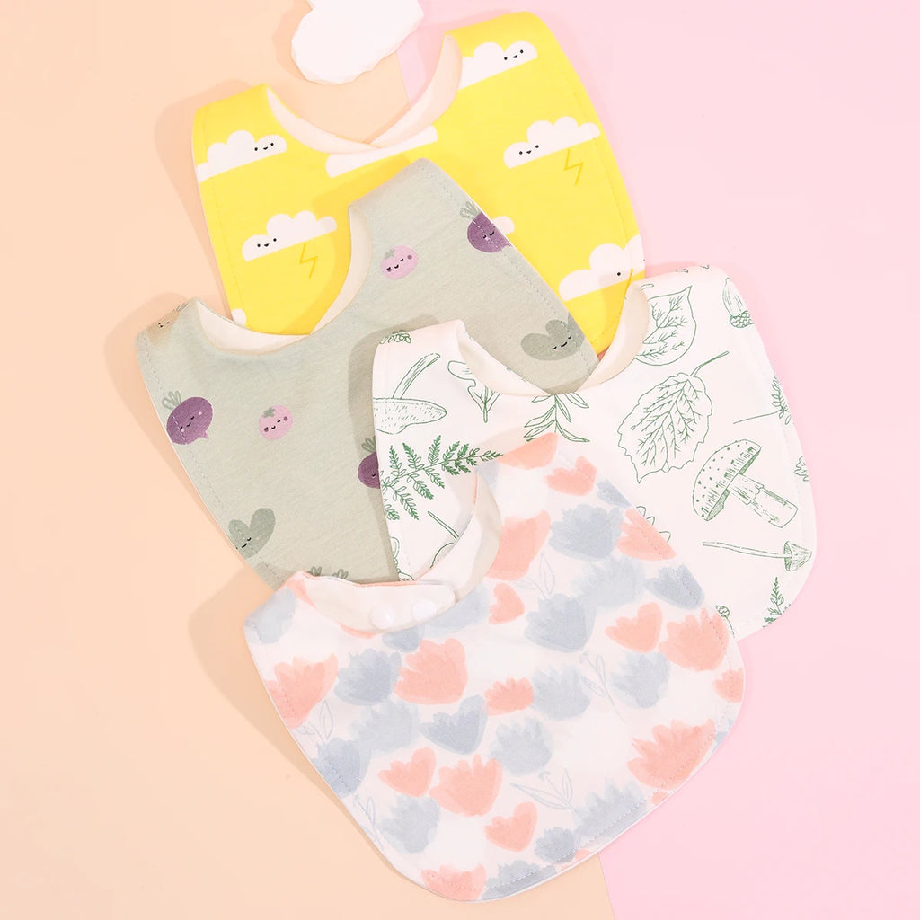 4pcs Cotton Baby Bibs for Boys & Girls