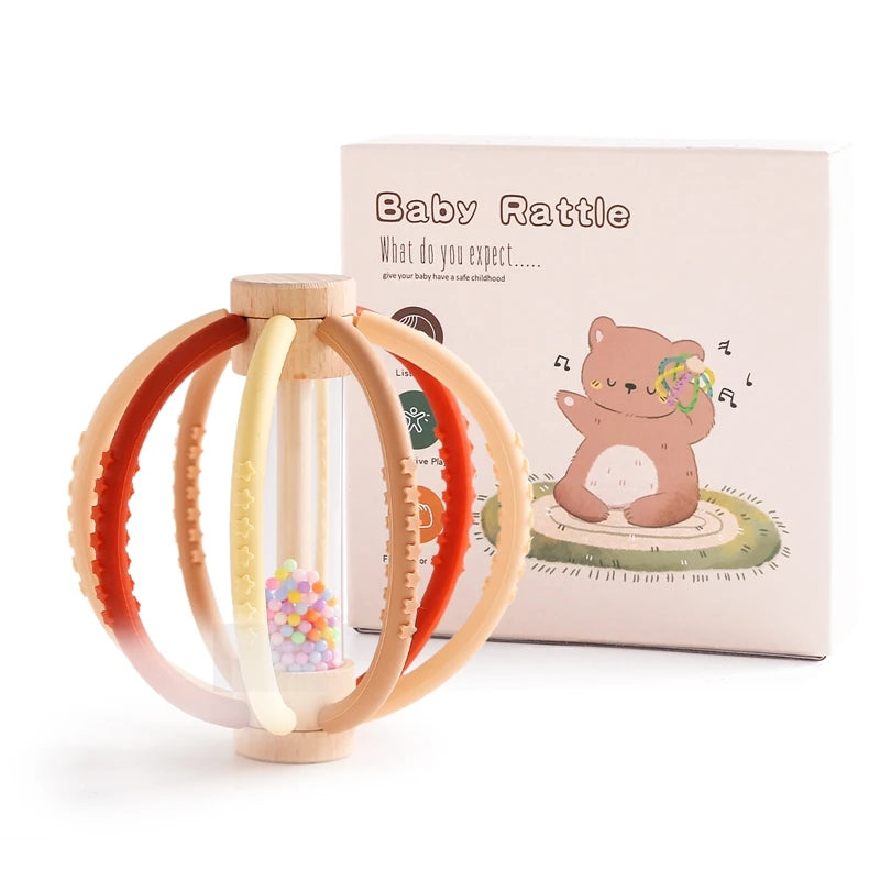 Baby Wooden Rain Drum Rattle – Sensory & Teething Toy