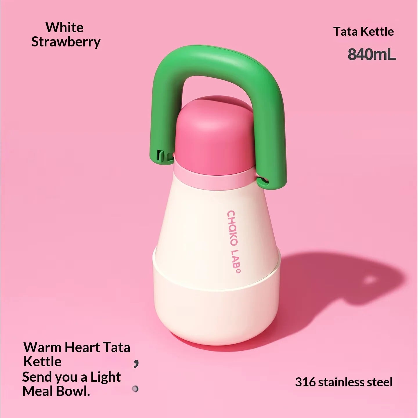Chakolab 840ML Large Capacity Tata Kettle 316 Stainless Steel Anti Scalding Falling Coffee Cup Portable Straw Thermos Water