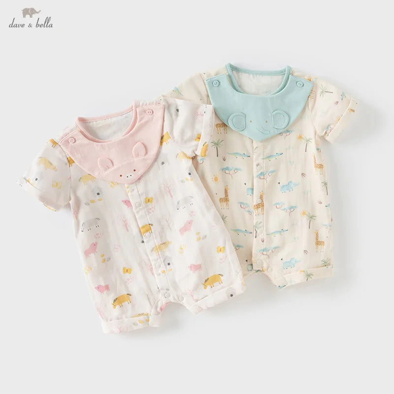 Dave Bella Brand Baby Jumpsuit , Cute Cartoon Animal Print
