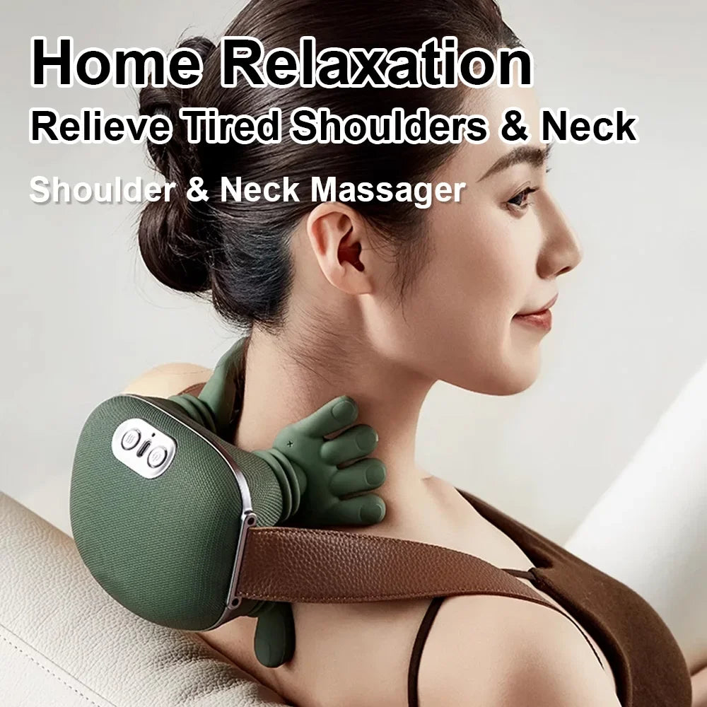 Neck Shoulder Massager Finger Pressure Shiatsu Neck Back and Shoulder Massager Electric Kneading Neck Deep Massage Muscle Relax